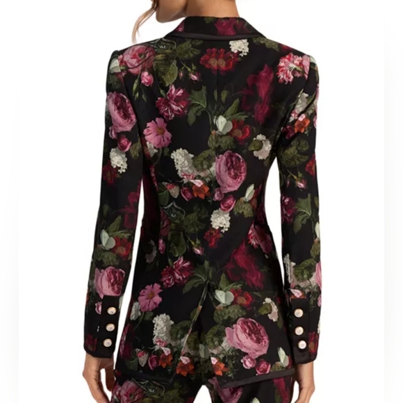 Alice + Olivia Breann Black Floral Slim-fit Blazor - Pink And Red - Size 6 - NWT - Picture 2 of 12